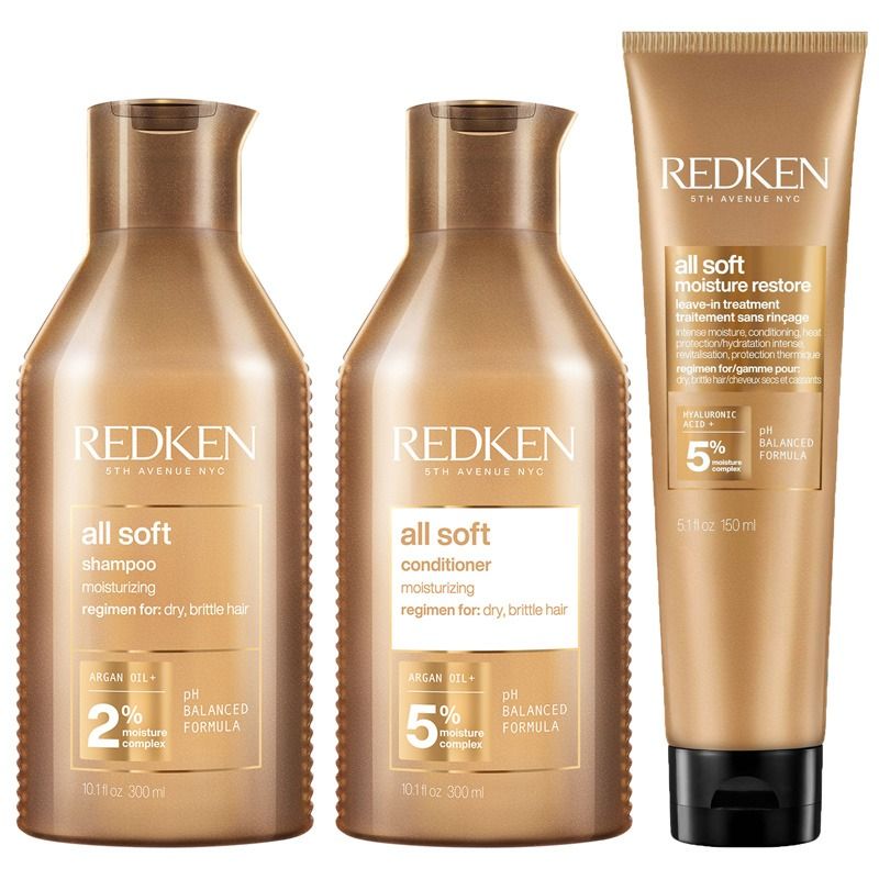 Redken All Soft Shampoo, Conditioner & Leave-In Treatment